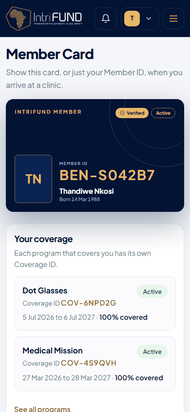 The Member Card on a phone